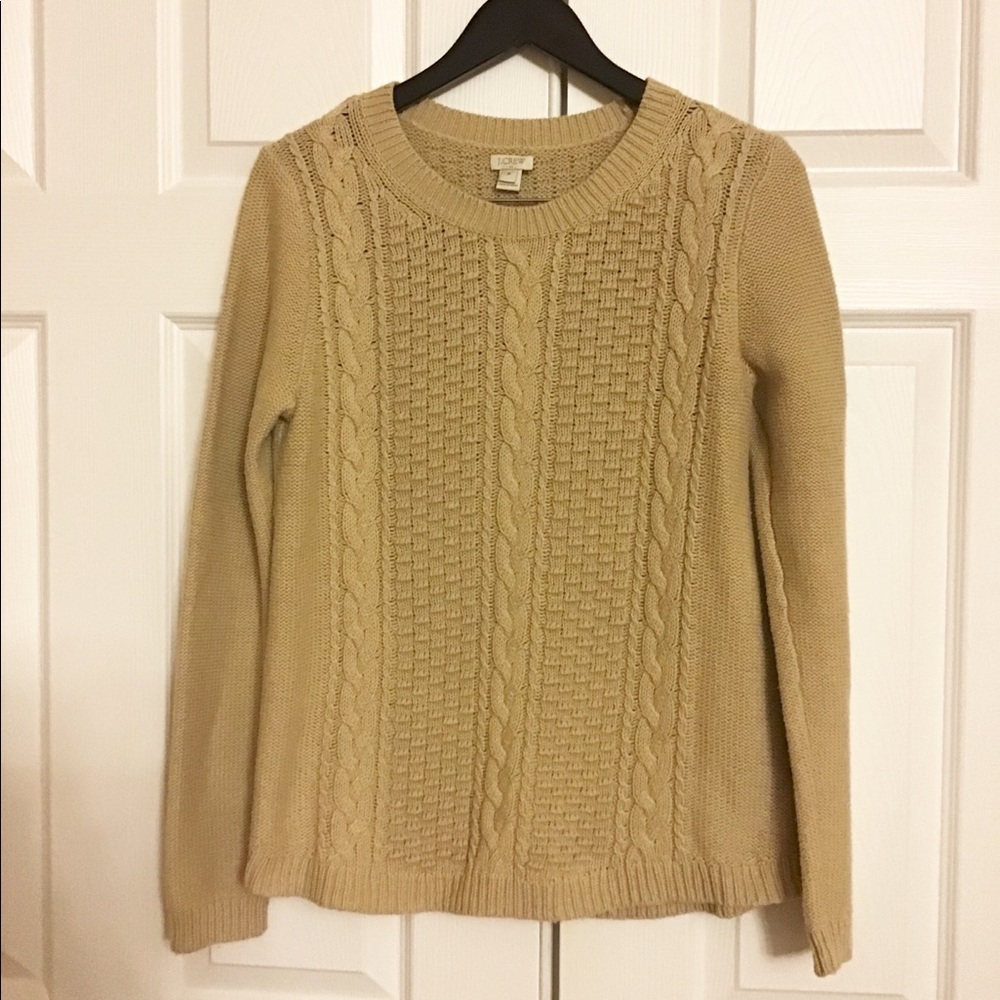 J. Crew Women's Cable Knit Crewneck Sweater in Beige